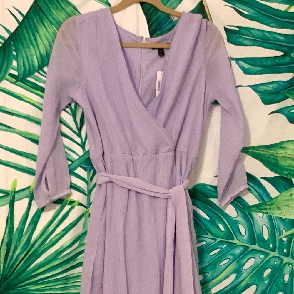 J Crew Point Sur Crinkle Cotton Faux Wrap Dress Lavender Periwinkle Small - Picture 6 of 8